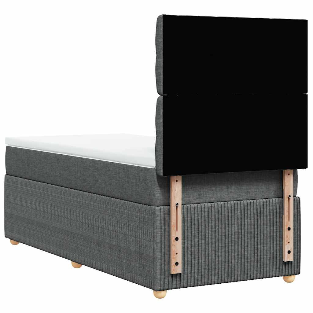 vidaXL Κρεβάτι Boxspring με Στρώμα Σκούρο Γκρι 100x200 εκ. Υφασμάτινο