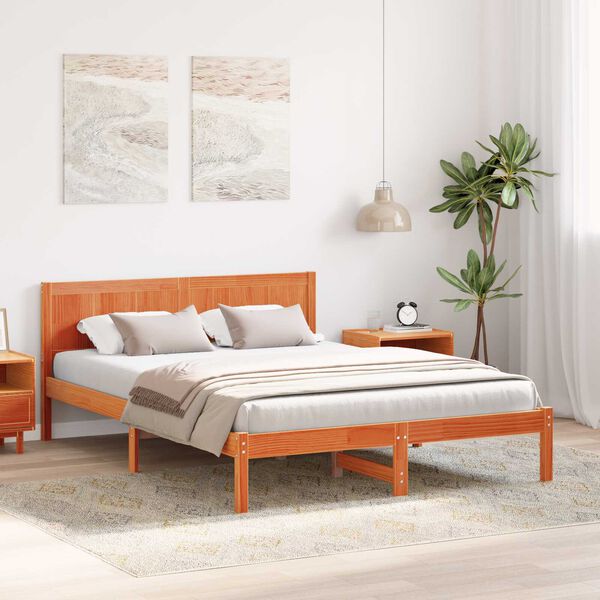 vidaXL Σκελετός Κρεβατιού Καφέ 160 x 200 cm Μασίφ ξύλο πεύκου