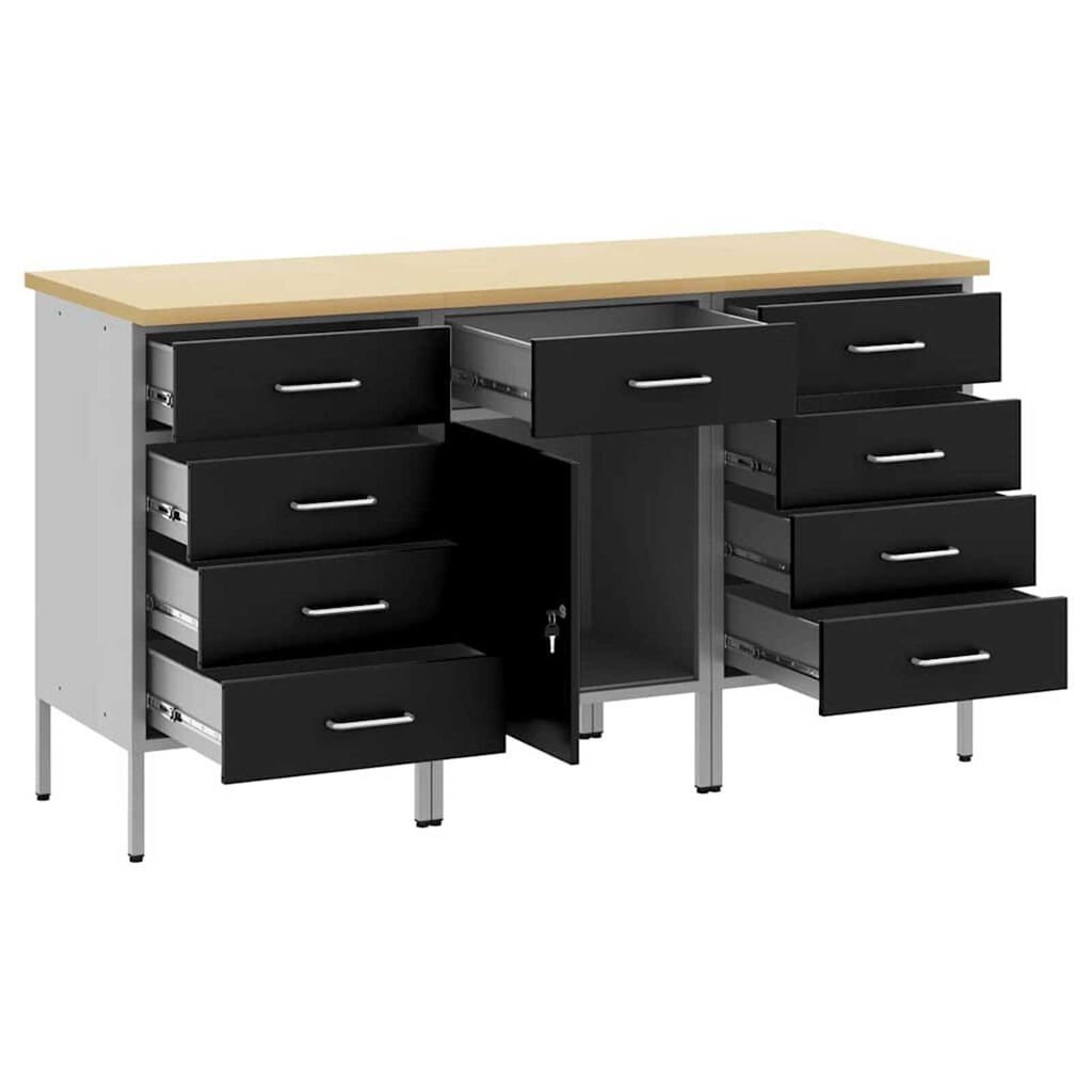 vidaXL Ντουλάπα Εργασίας 3 pcs Μαύρο και Γκρι 150 x 55 x 85 εκ