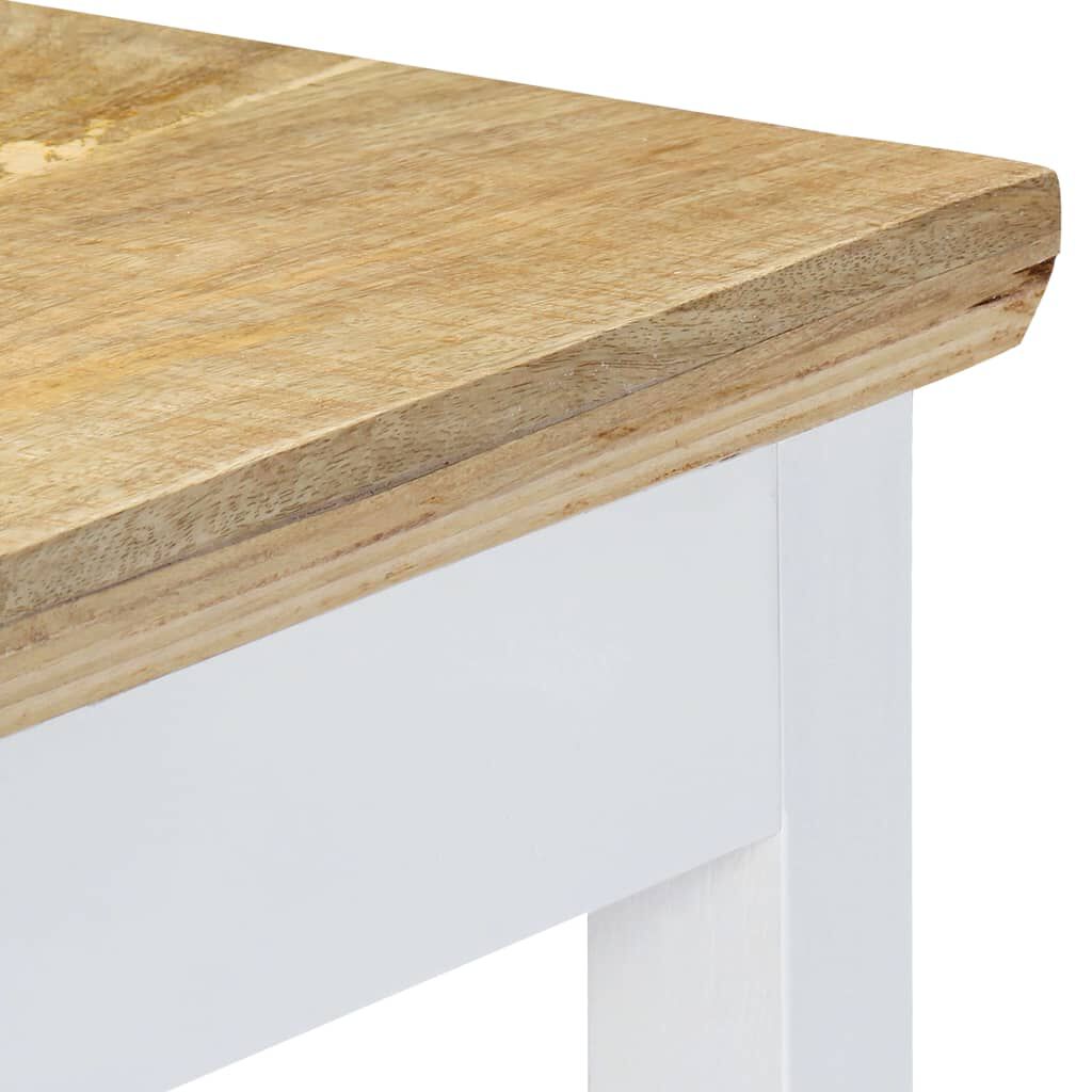 vidaXL Τραπέζι Κονσόλα Λευκό/Καφέ 110x35x75 εκ. από Μασίφ Ξύλο Μάνγκο