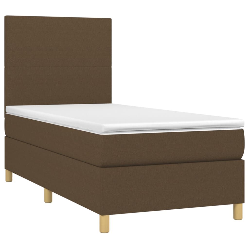 vidaXL Κρεβάτι Boxspring με Στρώμα & LED Σκ.Καφέ 80x200 εκ. Υφασμάτινο