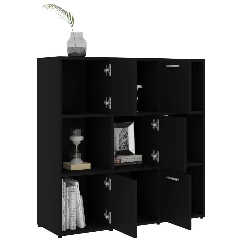 vidaXL Βιβλιοθήκη Μαύρη 90 x 30 x 90 εκ. από Επεξ. Ξύλο