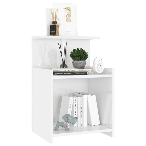 vidaXL Κομοδίνα 2 τεμ. Γυαλιστερό Λευκό 40x35x60 εκ. από Επεξ. Ξύλο