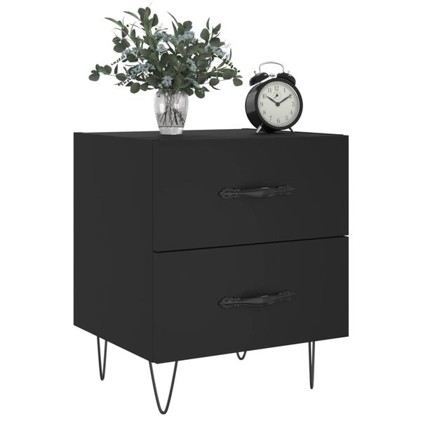 vidaXL Κομοδίνα 2 τεμ. Μαύρα 40 x 35 x 47,5 εκ. από Επεξεργασμένο Ξύλο