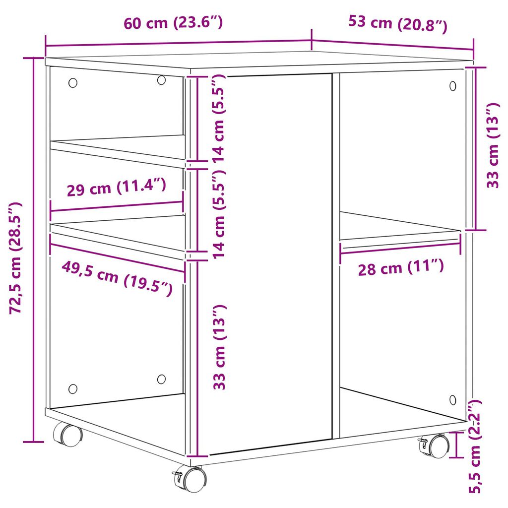 vidaXL Κάβα Αποθήκευσης Μαύρη Βελανιδιά 60x53x72,5 εκ Επεξεργασμένο Ξύλο