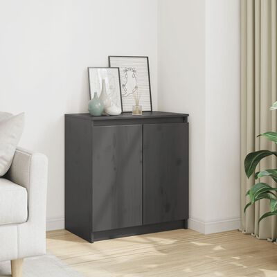 vidaXL Βοηθητικό Ντουλάπι Γκρι 60 x 36 x 65 εκ. από Μασίφ Ξύλο Πεύκου