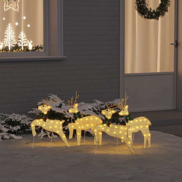 vidaXL LED Ρούντερ 4 pcs Χρυσό ύφασμα