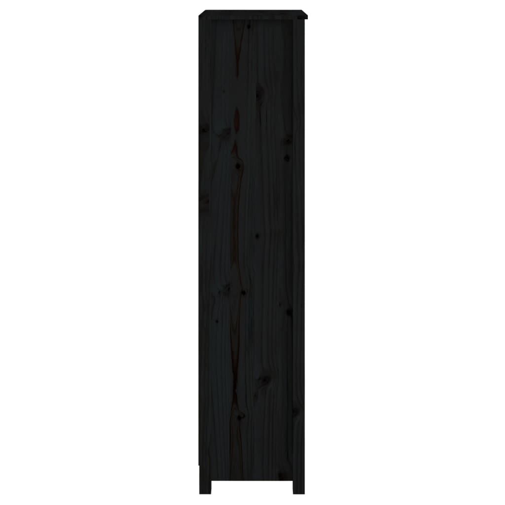 vidaXL Βιβλιοθήκη Μαύρη 50x35x154 εκ. από Μασίφ Ξύλο Πεύκου