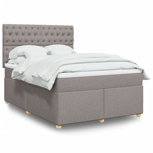 vidaXL &Kappa;&rho;&epsilon;&beta;ά&tau;&iota; Boxspring &mu;&epsilon; &Sigma;&tau;&rho;ώ&mu;&alpha; Taupe 140x190 &epsilon;&kappa;. &Upsilon;&phi;&alpha;&sigma;&mu;ά&tau;&iota;&nu;&omicron;