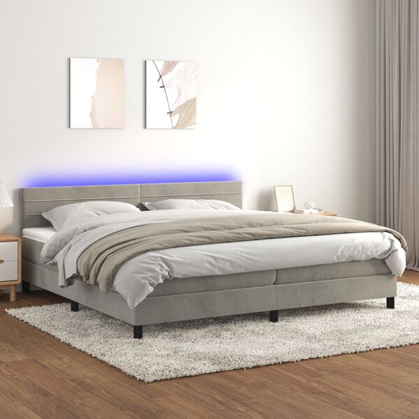 vidaXL &Kappa;&rho;&epsilon;&beta;ά&tau;&iota; Boxspring &mu;&epsilon; &Sigma;&tau;&rho;ώ&mu;&alpha; & LED &Alpha;&nu;.&Gamma;&kappa;&rho;&iota; 200x200 &epsilon;&kappa;. &Beta;&epsilon;&lambda;&omicron;ύ&delta;&iota;&nu;&omicron;