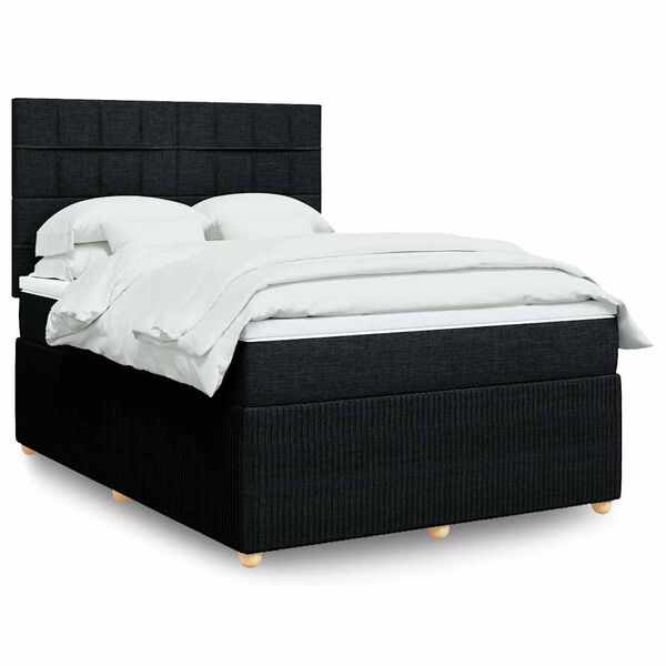 vidaXL &Kappa;&rho;&epsilon;&beta;ά&tau;&iota; Boxspring &mu;&epsilon; &Sigma;&tau;&rho;ώ&mu;&alpha; &Mu;&alpha;ύ&rho;&omicron; 140x200 &epsilon;&kappa;. &Upsilon;&phi;&alpha;&sigma;&mu;ά&tau;&iota;&nu;&omicron;