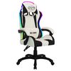 vidaXL Καρέκλα Racing με Φωτισμό RGB LED Ασπρόμαυρη Συνθετικό Δέρμα