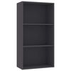 vidaXL Βιβλιοθήκη με 3 Ράφια Γκρι 60 x 30 x 114 εκ. από Επεξ. Ξύλο