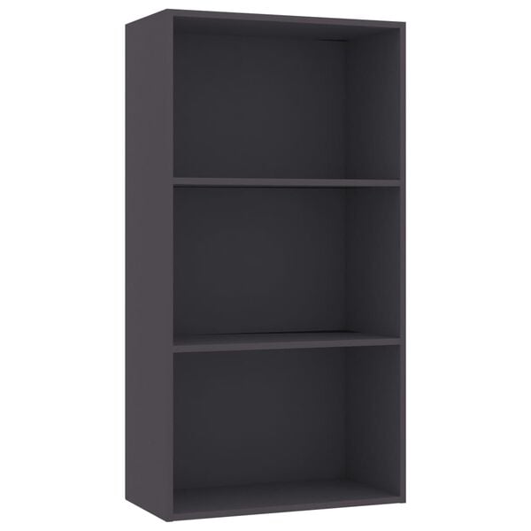vidaXL Βιβλιοθήκη με 3 Ράφια Γκρι 60 x 30 x 114 εκ. από Επεξ. Ξύλο