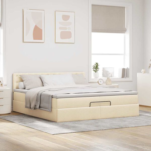 vidaXL &Omicron;&theta;&omega;&mu;&alpha;&nu;&iota;&kappa;ό &kappa;&rho;&epsilon;&beta;ά&tau;&iota; &mu;&epsilon; &sigma;&tau;&rho;ώ&mu;&alpha; Cream 200x200 cm Ύ&phi;&alpha;&sigma;&mu;&alpha;
