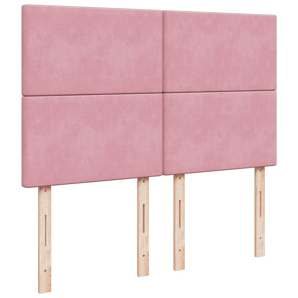 vidaXL Κρεβάτι Boxspring με Στρώμα Ροζ 140x190 εκ. Βελούδινο