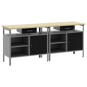 vidaXL &Sigma;&epsilon;&tau; &pi;ά&gamma;&kappa;&omicron;&upsilon; &epsilon;&rho;&gamma;&alpha;&sigma;ί&alpha;&sigmaf; 2 pcs &Mu;&alpha;ύ&rho;&omicron; &kappa;&alpha;&iota; &Gamma;&kappa;&rho;&iota; 200 x 55 x 85 &epsilon;&kappa;