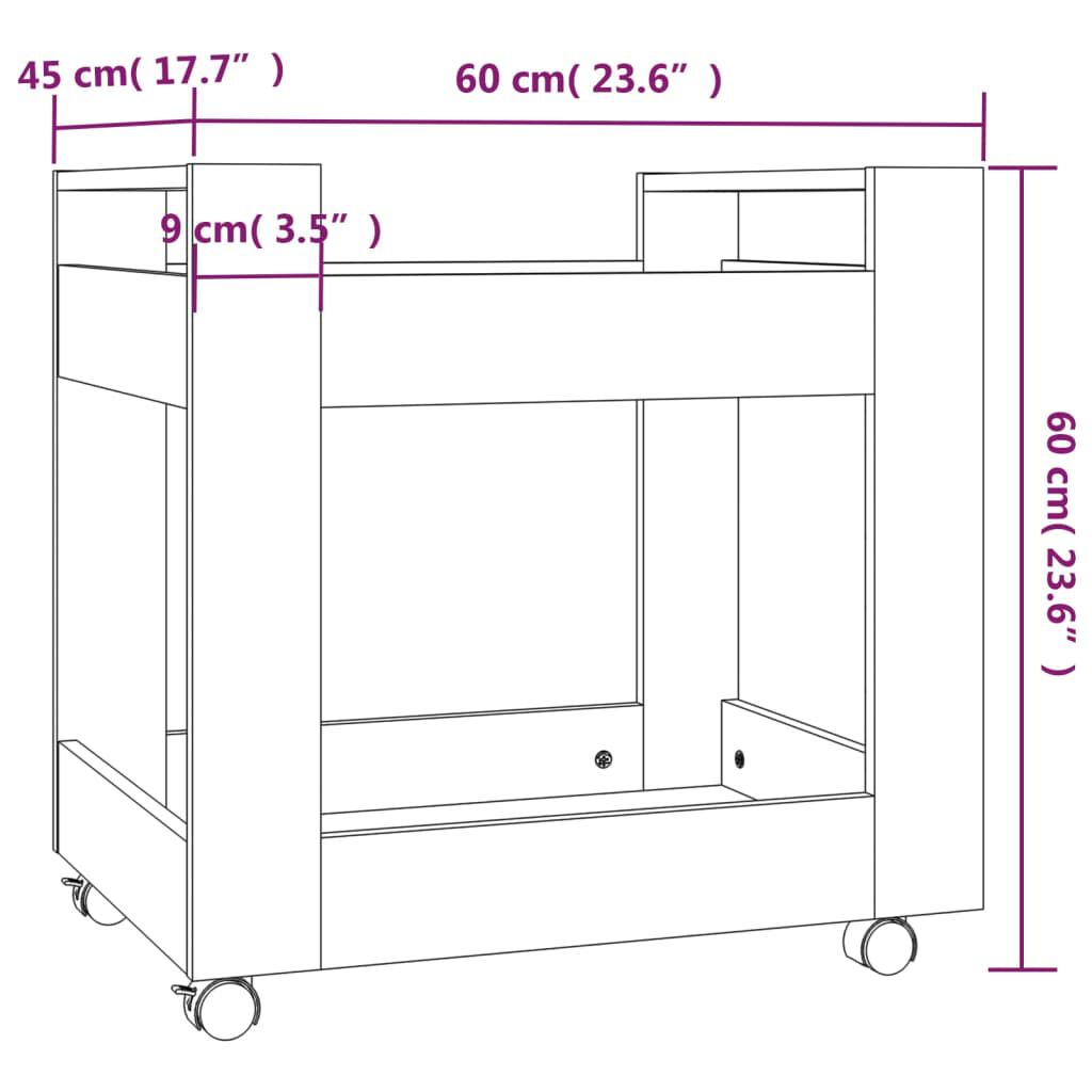 vidaXL Γραφείο Τρόλεϊ Γκρι Σκυρ. 60x45x60 εκ. από Επεξεργασμένο Ξύλο