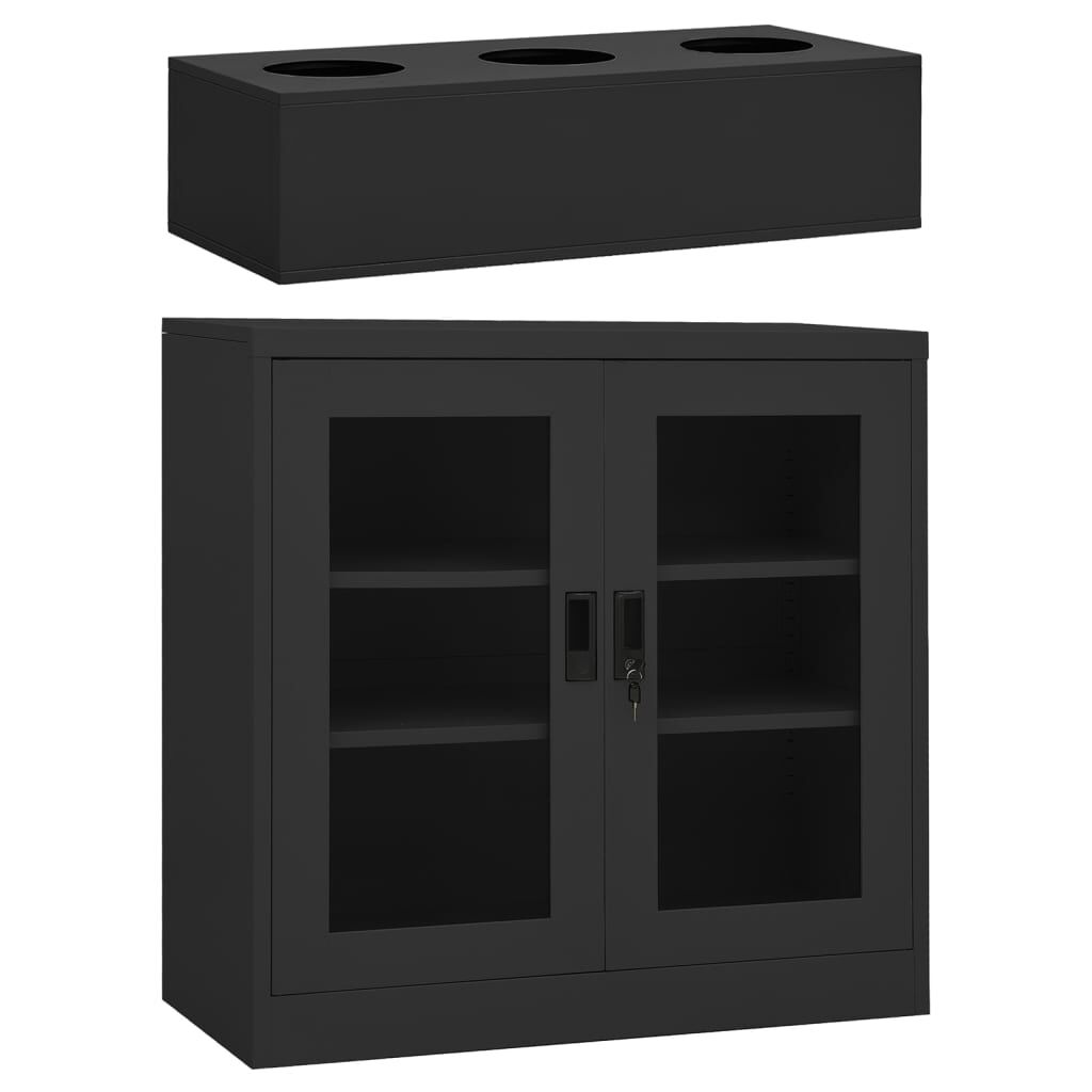 vidaXL Ντουλάπα Γραφείου με Γλάστρα Ανθρακί 90x40x113 εκ. Ατσάλινη