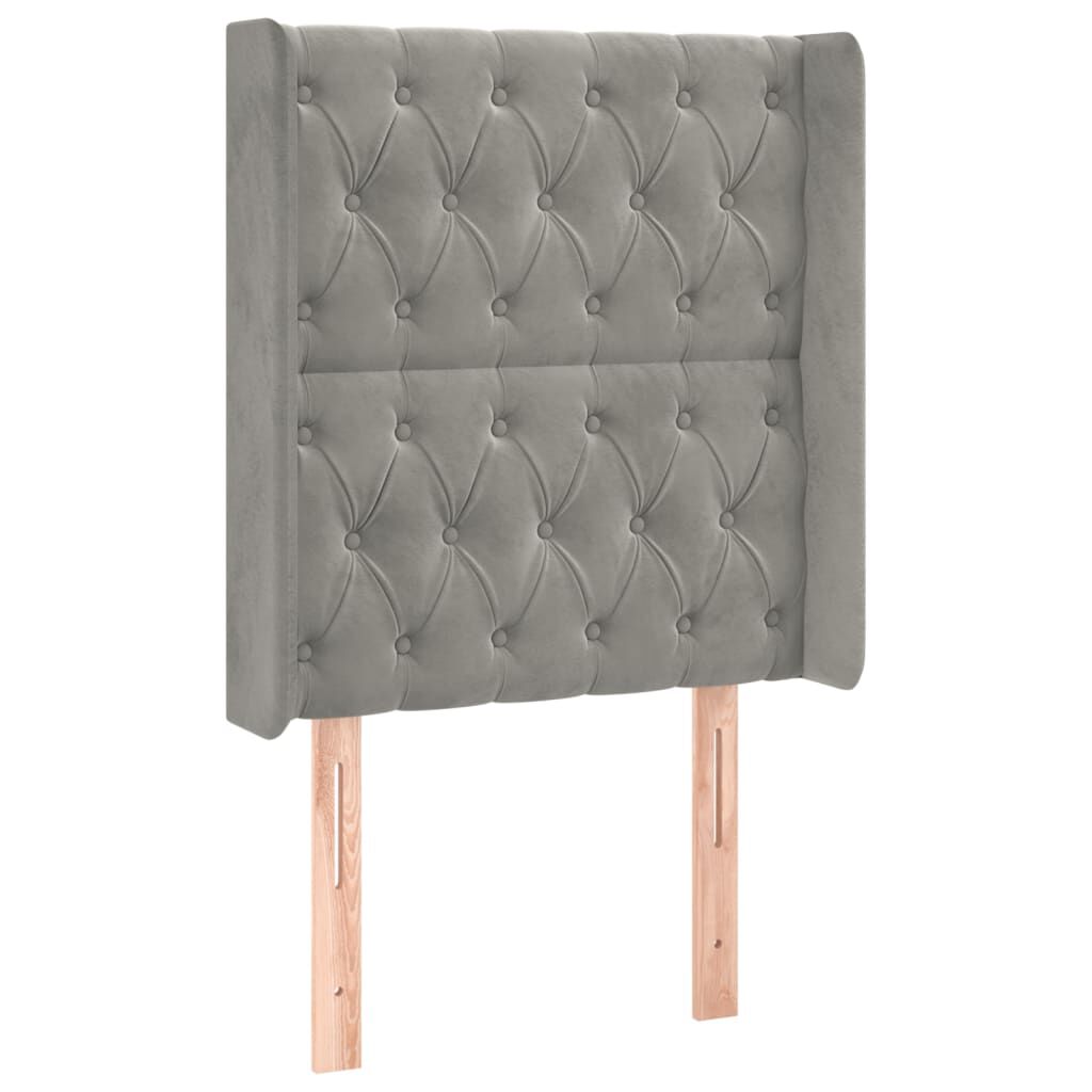 vidaXL Κεφαλάρι με Πτερύγια Ανοιχτό Γκρι 83x16x118/128 εκ. Βελούδινο