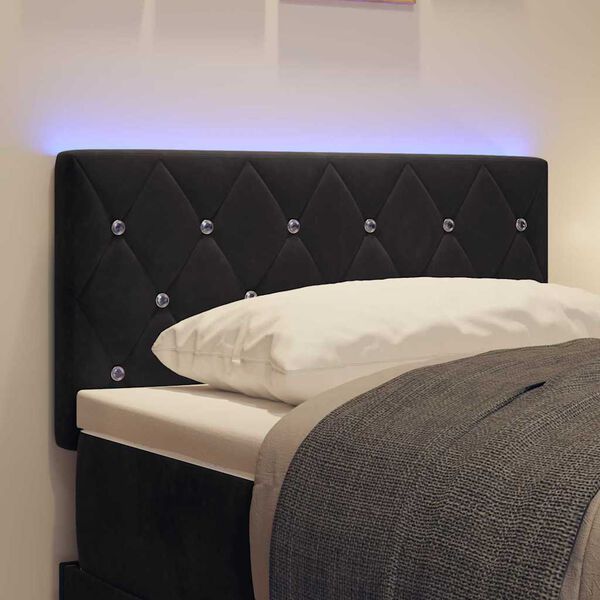 vidaXL Κεφαλάρι LED με φώτα λωρίδας LED Argyle Μαύρο 80 cm Βελούδο