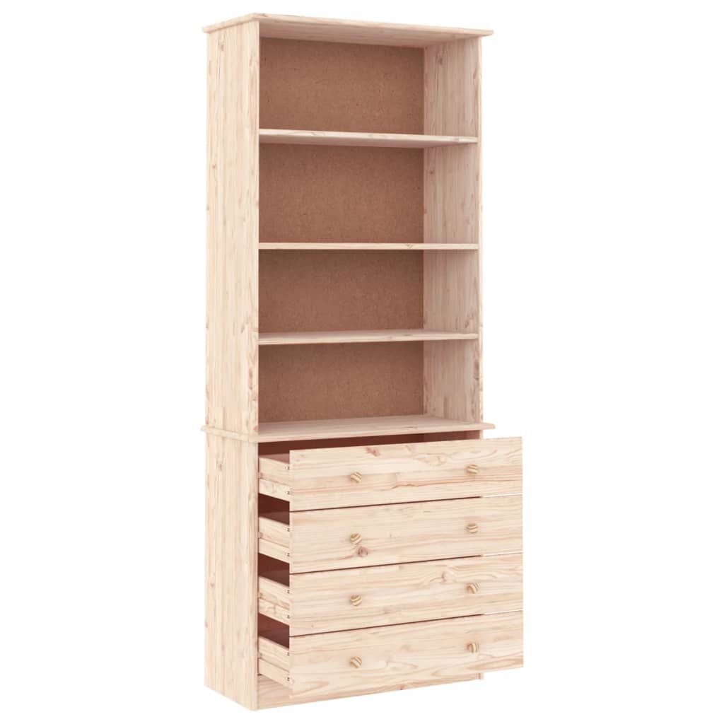 vidaXL Βιβλιοθήκη με Συρτάρια ALTA 77x35x186,5 εκ. Μασίφ Ξύλο Πεύκου
