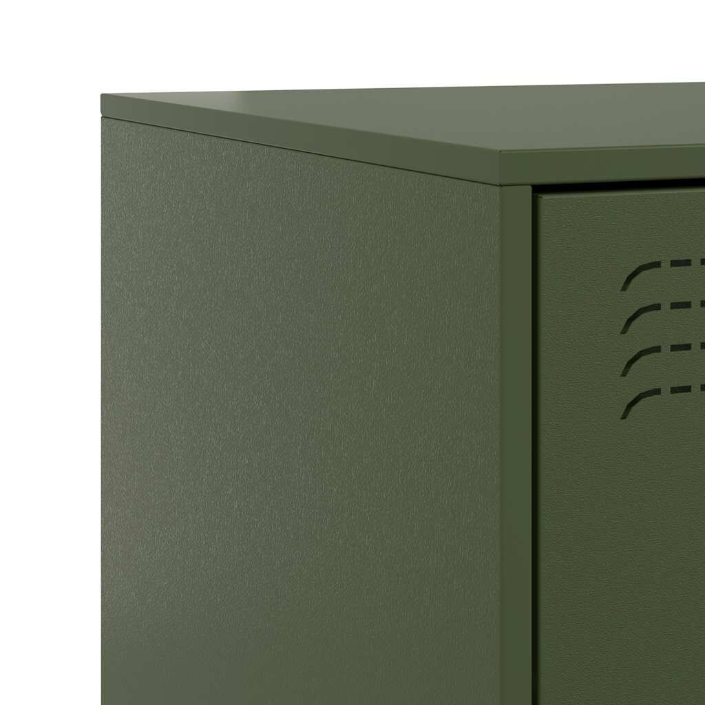 vidaXL Κομοδίνο Πράσινο Λαδί 34,5x39x62 εκ. από Χάλυβα