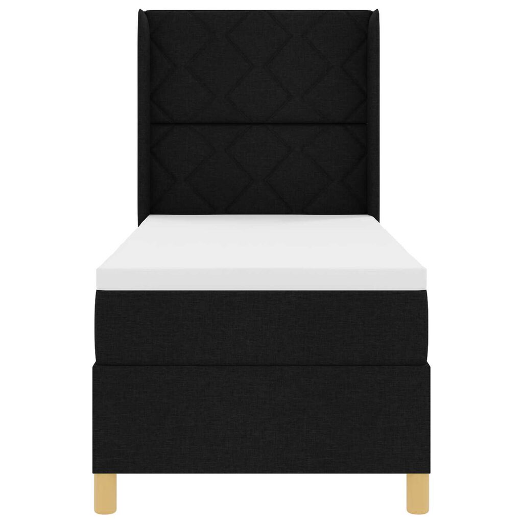 vidaXL Κρεβάτι Box Spring με Στρώμα & LED Μαύρο 80x200 εκ. Ύφασμα