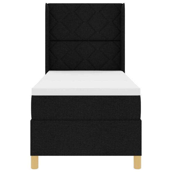 vidaXL Κρεβάτι Box Spring με Στρώμα & LED Μαύρο 80x200 εκ. Ύφασμα
