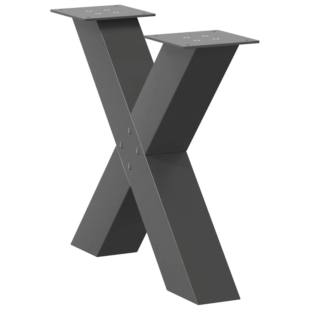 vidaXL Πόδια Τραπεζιού Σαλονιού σε Σχήμα Χ, 2 τεμ. Ανθρακί 60x(42-43) εκ. Ατσάλι