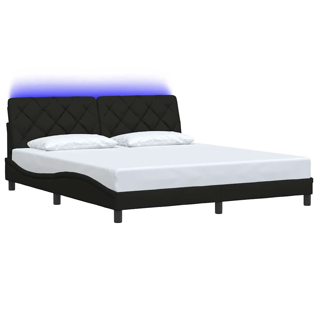 vidaXL Σκελετός Κρεβατιού με LED Χωρίς Στρώμα Μαύρο 180x200 εκ.