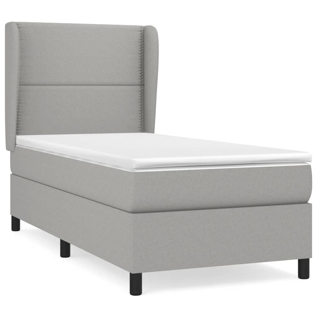 vidaXL Κρεβάτι Boxspring με Στρώμα Ανοιχτό Γκρι 100x200 εκ. Υφασμάτινο