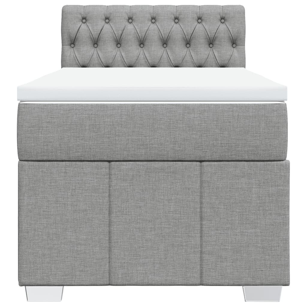 vidaXL Κρεβάτι Boxspring με Στρώμα Ανοιχτό Γκρι 90x190 εκ. Υφασμάτινο