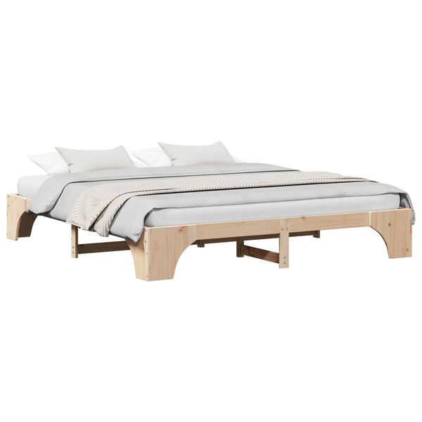 vidaXL Κρεβάτι Φυσικό Μασίφ Ξύλο Πεύκο 180 x 200 cm Απλό