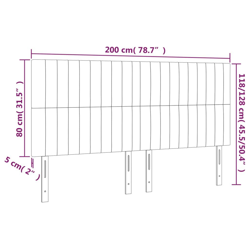 vidaXL Κεφαλάρια Κρεβατιού 4 τεμ. Αν. Γκρι 100x5x78/88 εκ. Βελούδινο