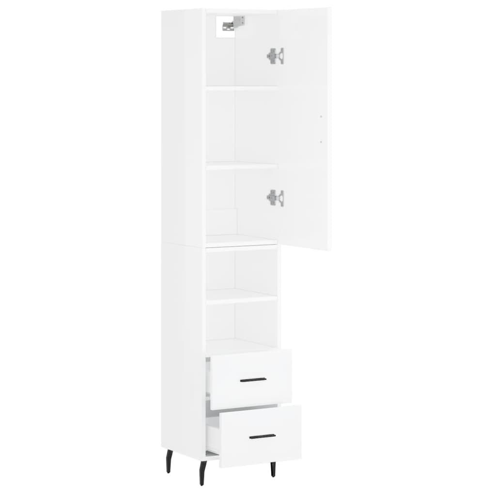 vidaXL Ντουλάπι Γυαλ. Λευκό 34,5 x 34 x 180 εκ. από Επεξεργασμένο Ξύλο