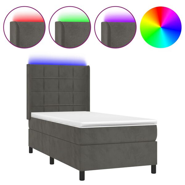 vidaXL &Kappa;&rho;&epsilon;&beta;ά&tau;&iota; Boxspring &mu;&epsilon; &Sigma;&tau;&rho;ώ&mu;&alpha; & LED &Sigma;&kappa;. &Gamma;&kappa;&rho;&iota; 100x200&epsilon;&kappa;. &Beta;&epsilon;&lambda;&omicron;ύ&delta;&iota;&nu;&omicron;