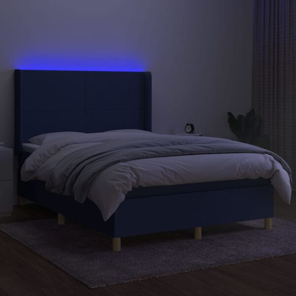 vidaXL &Kappa;&rho;&epsilon;&beta;ά&tau;&iota; Boxspring &mu;&epsilon; &Sigma;&tau;&rho;ώ&mu;&alpha; & LED &Mu;&pi;&lambda;&epsilon; 140x190 &epsilon;&kappa;. &Upsilon;&phi;&alpha;&sigma;&mu;ά&tau;&iota;&nu;&omicron;