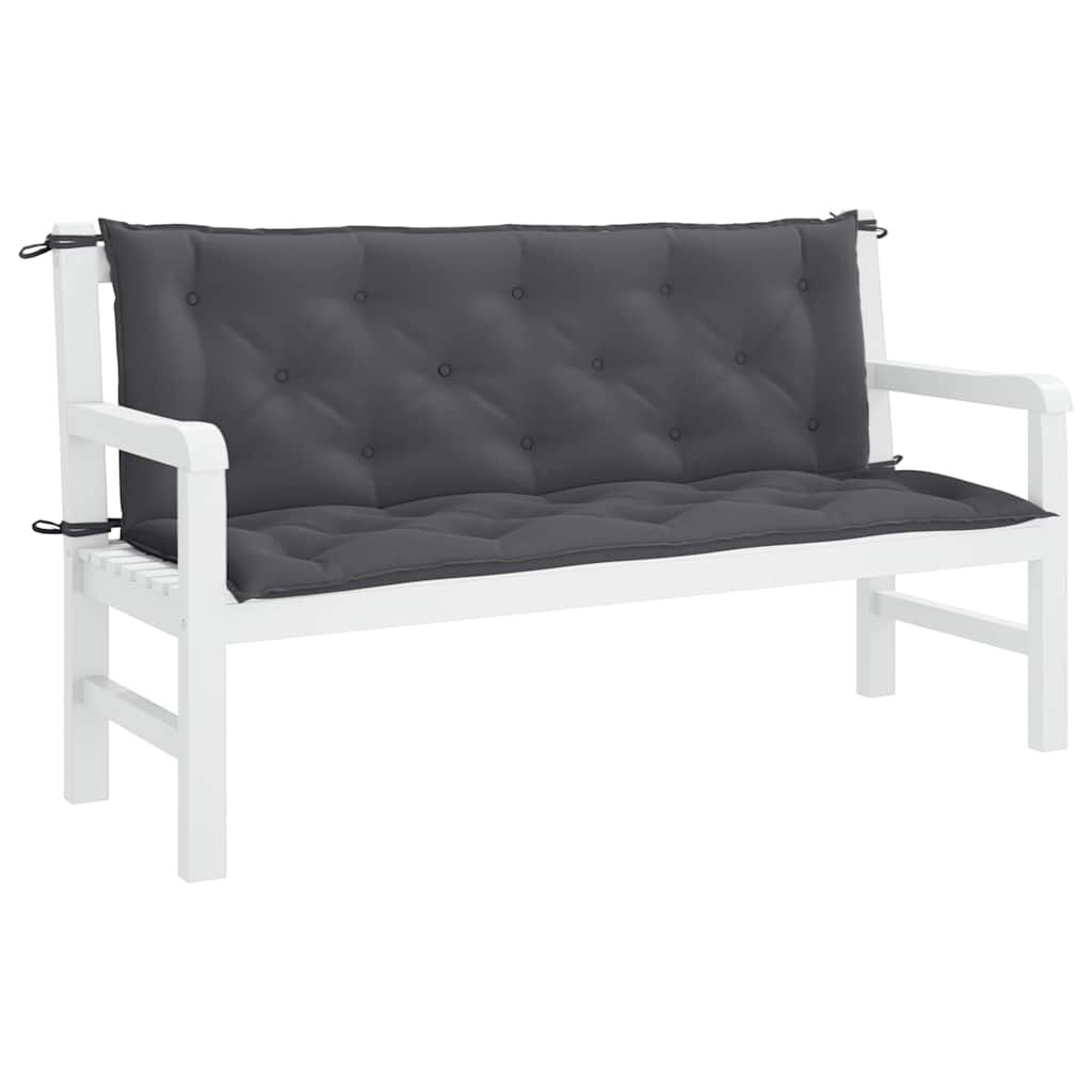vidaXL Μαξιλάρι Πάγκου Κήπου Ανθρακί 150x(50+50)x7 εκ. Ύφασμα Oxford