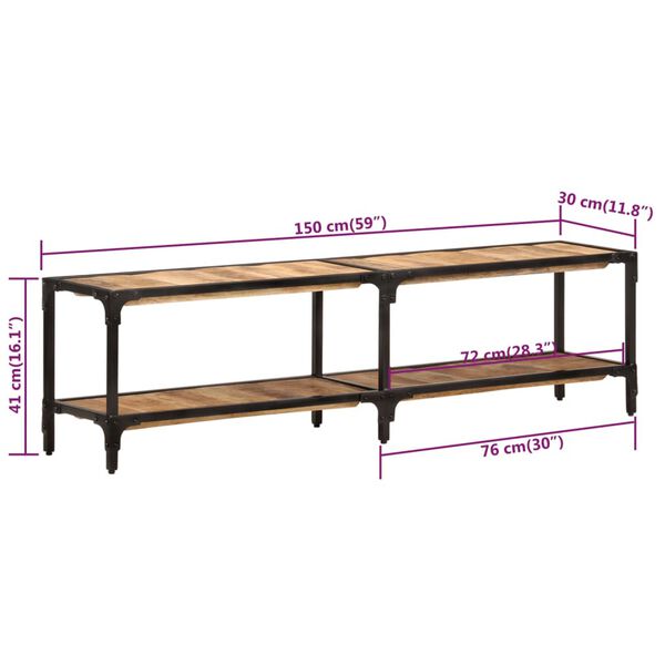 vidaXL Έπιπλο Τηλεόρασης 150 x 30 x 41 εκ. από Μασίφ Ξύλο Μάνγκο