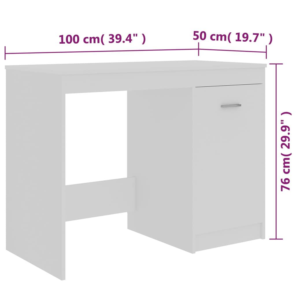 vidaXL Γραφείο Λευκό 100 x 50 x 76 εκ. από Επεξ. Ξύλο