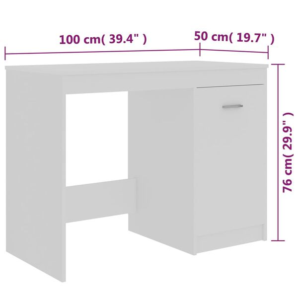 vidaXL Γραφείο Λευκό 100 x 50 x 76 εκ. από Επεξ. Ξύλο