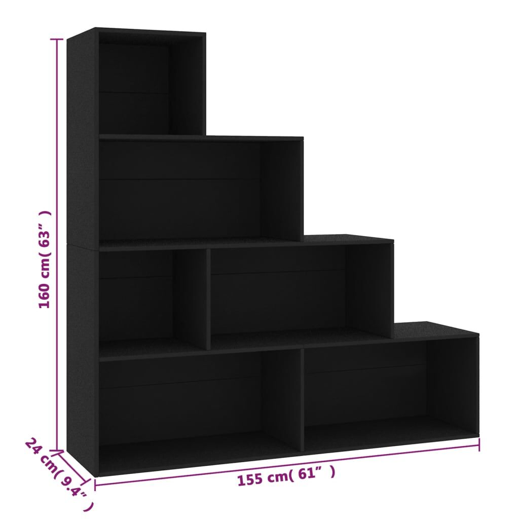 vidaXL Βιβλιοθήκη/Διαχωριστικό Χώρου Μαύρο 155x24x160 εκ. Επεξ. Ξύλο