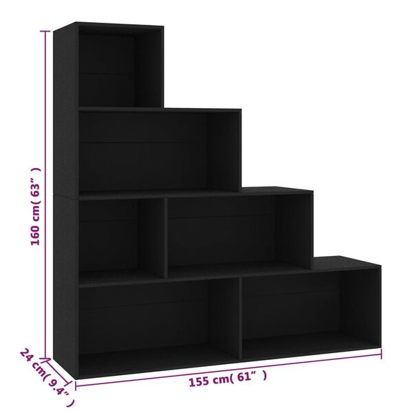 vidaXL Βιβλιοθήκη/Διαχωριστικό Χώρου Μαύρο 155x24x160 εκ. Επεξ. Ξύλο