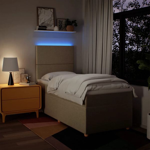 vidaXL Κρεβάτι Boxspring με Στρώμα Κρεμ 80 x 200 εκ. Υφασμάτινο
