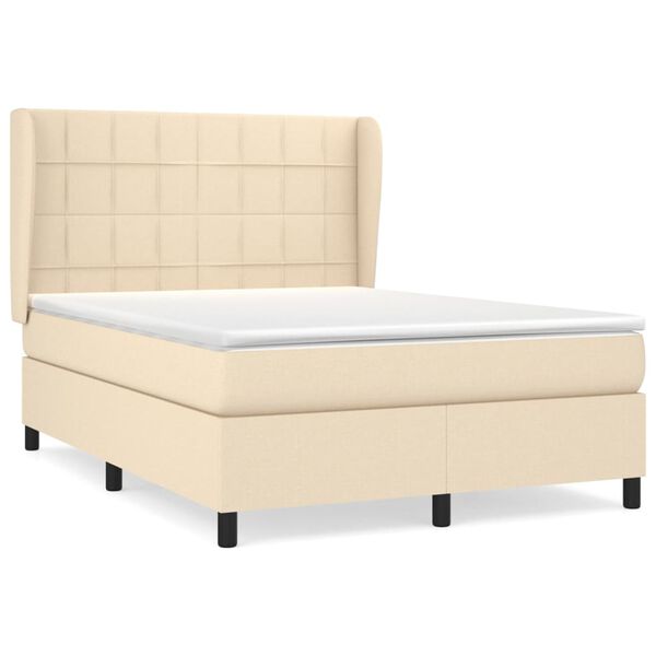 vidaXL &Kappa;&rho;&epsilon;&beta;ά&tau;&iota; Boxspring &mu;&epsilon; &Sigma;&tau;&rho;ώ&mu;&alpha; &Kappa;&rho;&epsilon;&mu; 140x190 &epsilon;&kappa;. &Upsilon;&phi;&alpha;&sigma;&mu;ά&tau;&iota;&nu;&omicron;