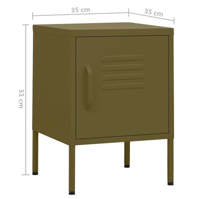 vidaXL Κομοδίνο Πράσινο Λαδί 35 x 35 x 51 εκ. από Ατσάλι