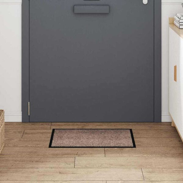 vidaXL Χαλάκι Εξώπορτας Μπεζ 60 x 40 x 1.2 εκ. Ύφασμα τέντι