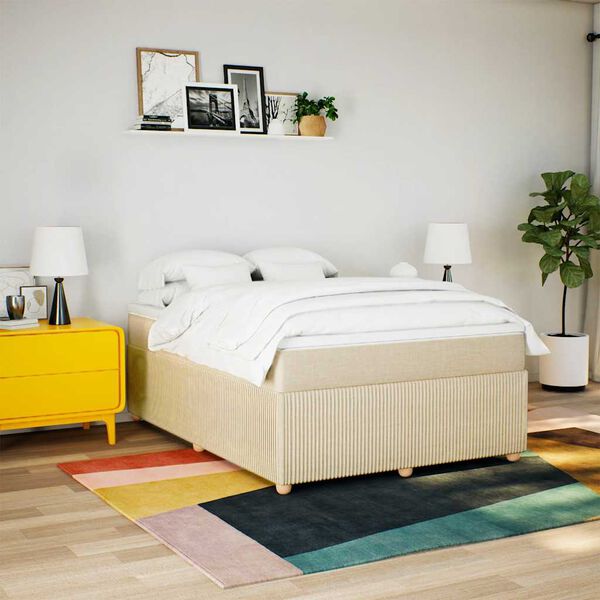 vidaXL &Kappa;&rho;&epsilon;&beta;ά&tau;&iota; Boxspring &mu;&epsilon; &Sigma;&tau;&rho;ώ&mu;&alpha; &Kappa;&rho;&epsilon;&mu; 140x190 &epsilon;&kappa;. &Upsilon;&phi;&alpha;&sigma;&mu;ά&tau;&iota;&nu;&omicron;