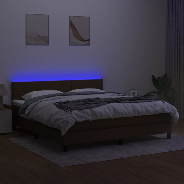 vidaXL &Kappa;&rho;&epsilon;&beta;ά&tau;&iota; Boxspring &mu;&epsilon; &Sigma;&tau;&rho;ώ&mu;&alpha; & LED &Sigma;&kappa;.&Kappa;&alpha;&phi;έ 160x200 &epsilon;&kappa; &Upsilon;&phi;&alpha;&sigma;&mu;ά&tau;&iota;&nu;&omicron;